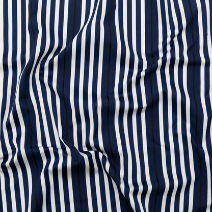 Rag & Bone Navy and White Tactile Striped Cotton Woven