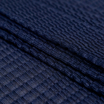 Navy Stretch Polyester Pleated Knit Folded