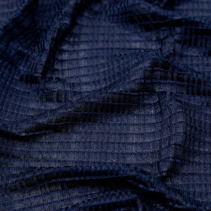 Navy Stretch Polyester Pleated Knit Detail