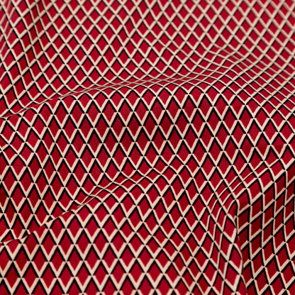 Red and Beige Geometric Stretch Cotton Print Detail