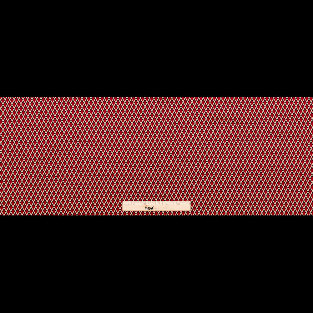 Red and Beige Geometric Stretch Cotton Print Full