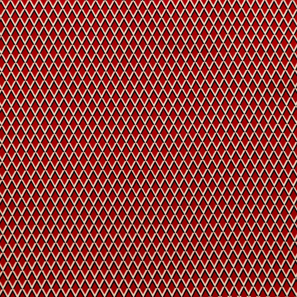 Red and Beige Geometric Stretch Cotton Print