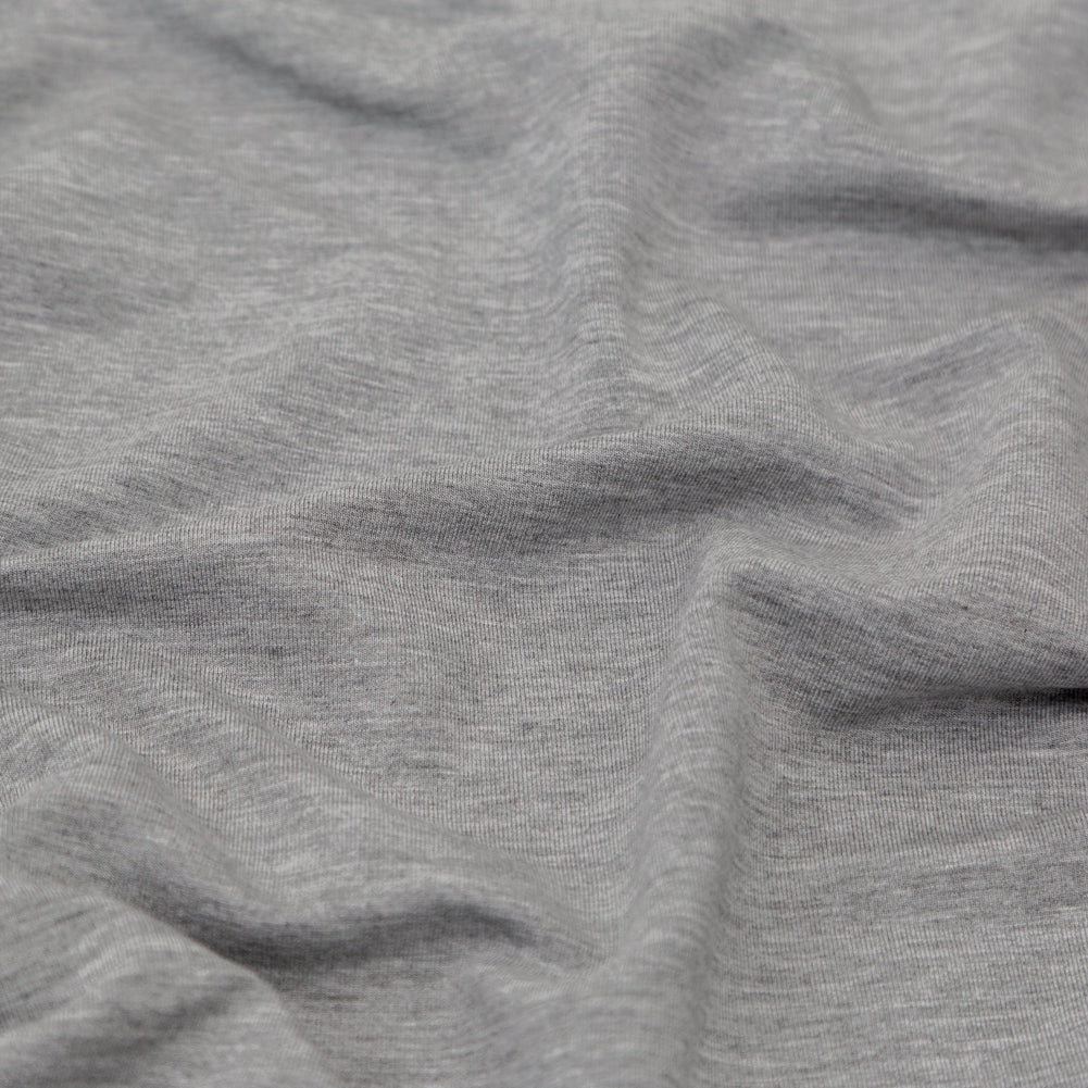 Italian Heathered Gray Brushed Back Viscose Jersey Detail
