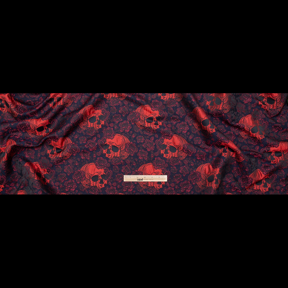 Red and Midnight Blue Skull Brocade Folded