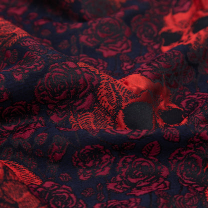 Red and Midnight Blue Skull Brocade Full