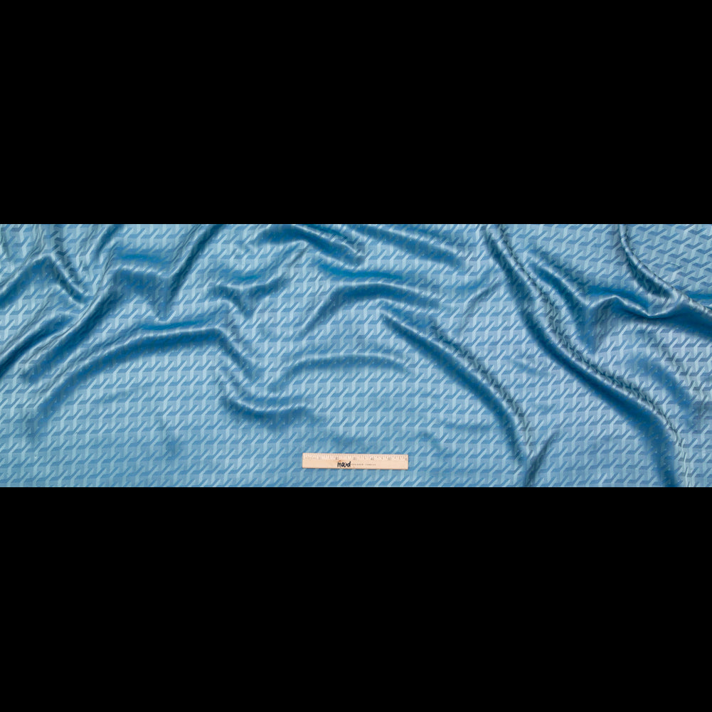 Geometric Jacquard Lining - Light Blue and Royal Blue Folded