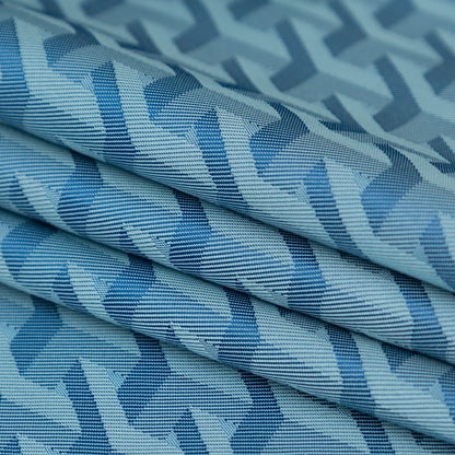 Geometric Jacquard Lining - Light Blue and Royal Blue Detail