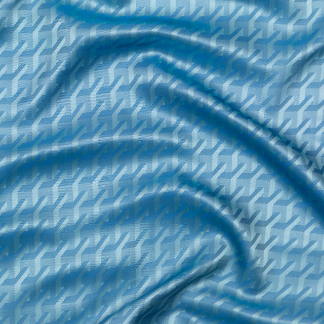 Geometric Jacquard Lining - Light Blue and Royal Blue