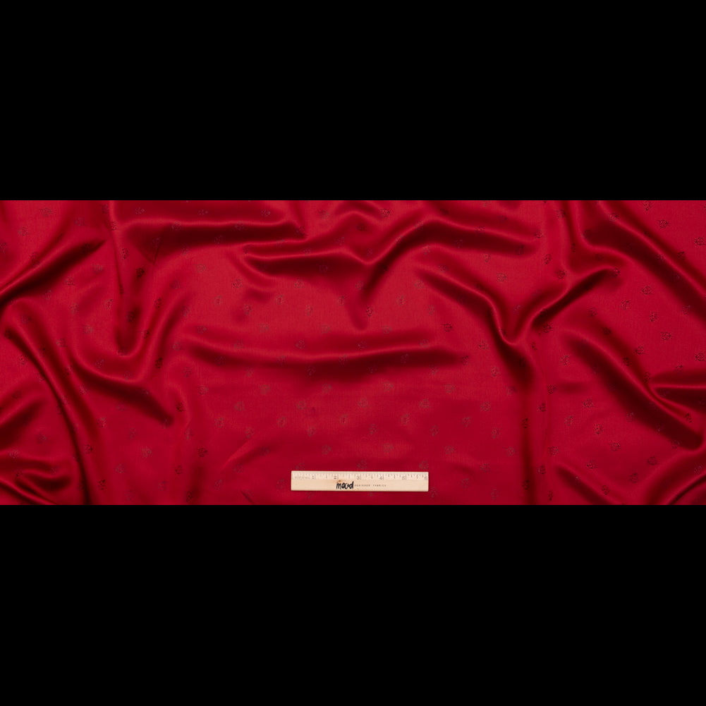 Italian Red Bi-Color Ladybug Jacquard Lining Folded