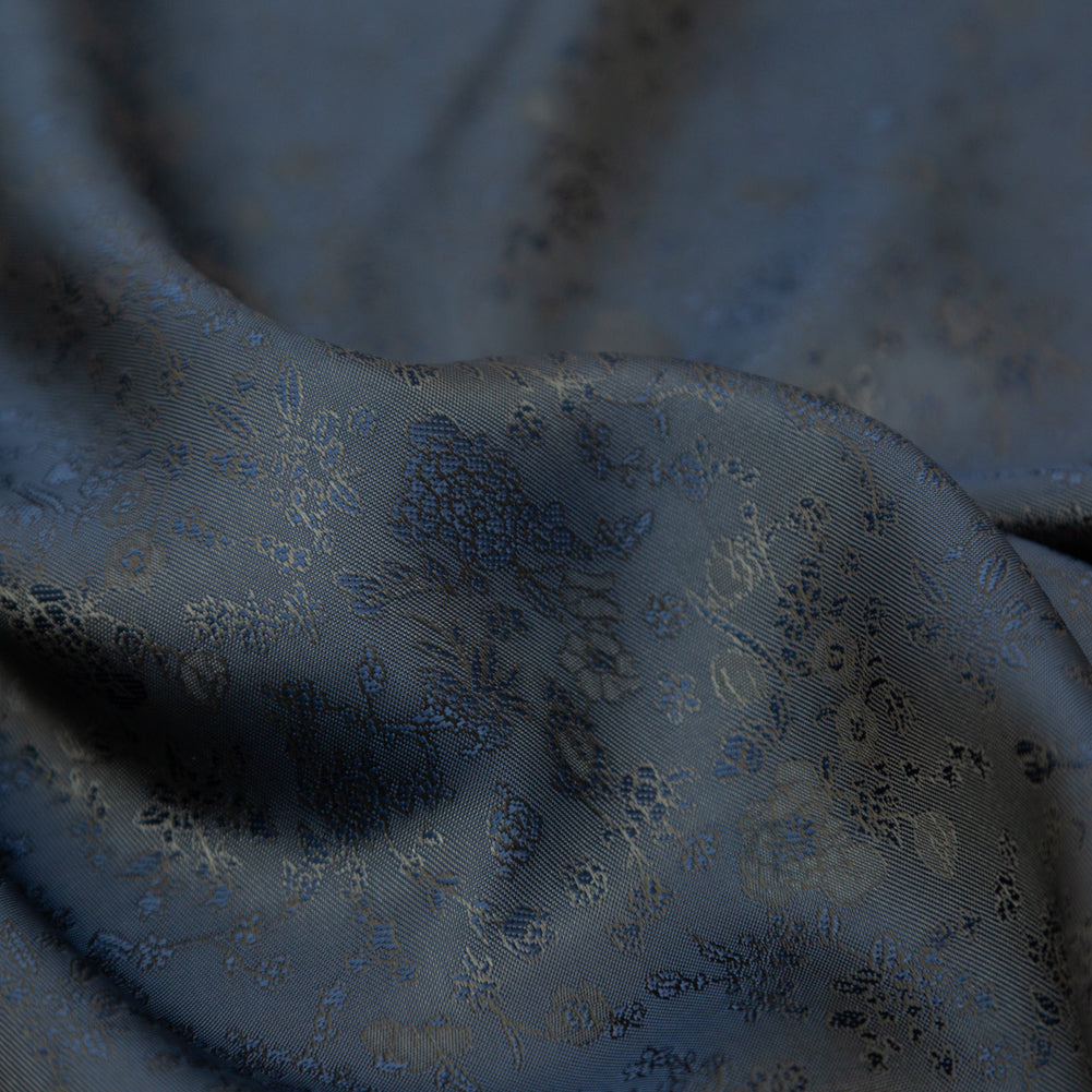 Military Green and Blue Sea Bi-Color Floral Jacquard Lining Full
