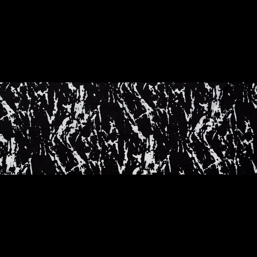 Black and White Abstract Burnout Polyester Woven with Fused Backing Full