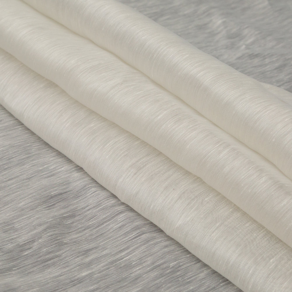 Italian Bone White Metallic Screen Linen Folded
