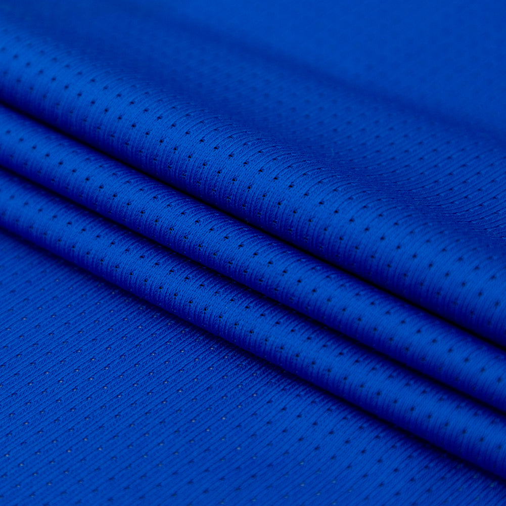 Cobalt Blue Perforated Polyester Knit Folded