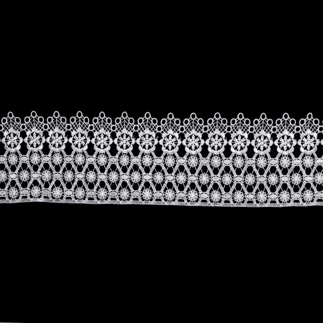 European White Floral Venise Lace Trim - 4"