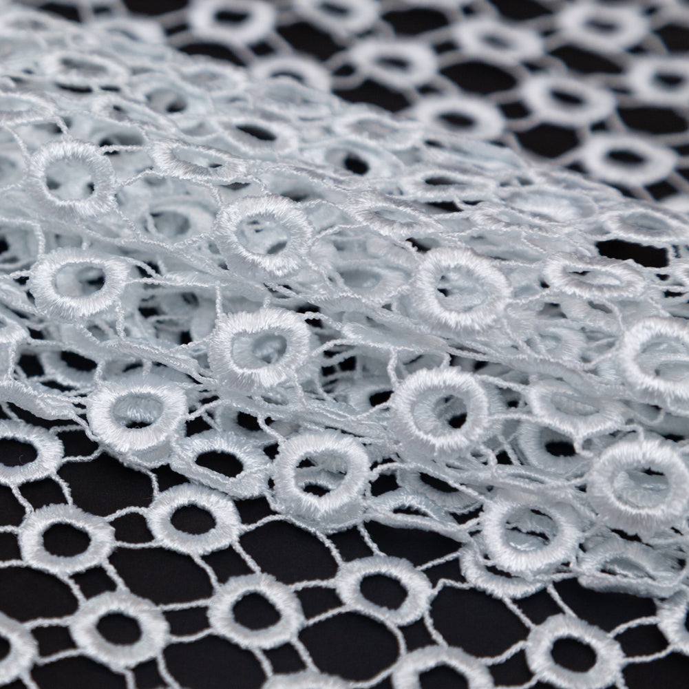 Guipure Lace - White Geometric Circles Folded