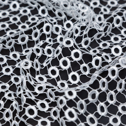 Guipure Lace - White Geometric Circles Detail