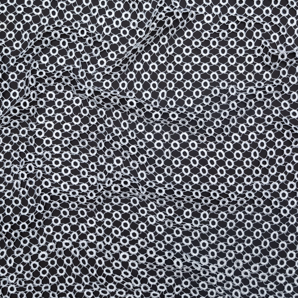 Guipure Lace - White Geometric Circles