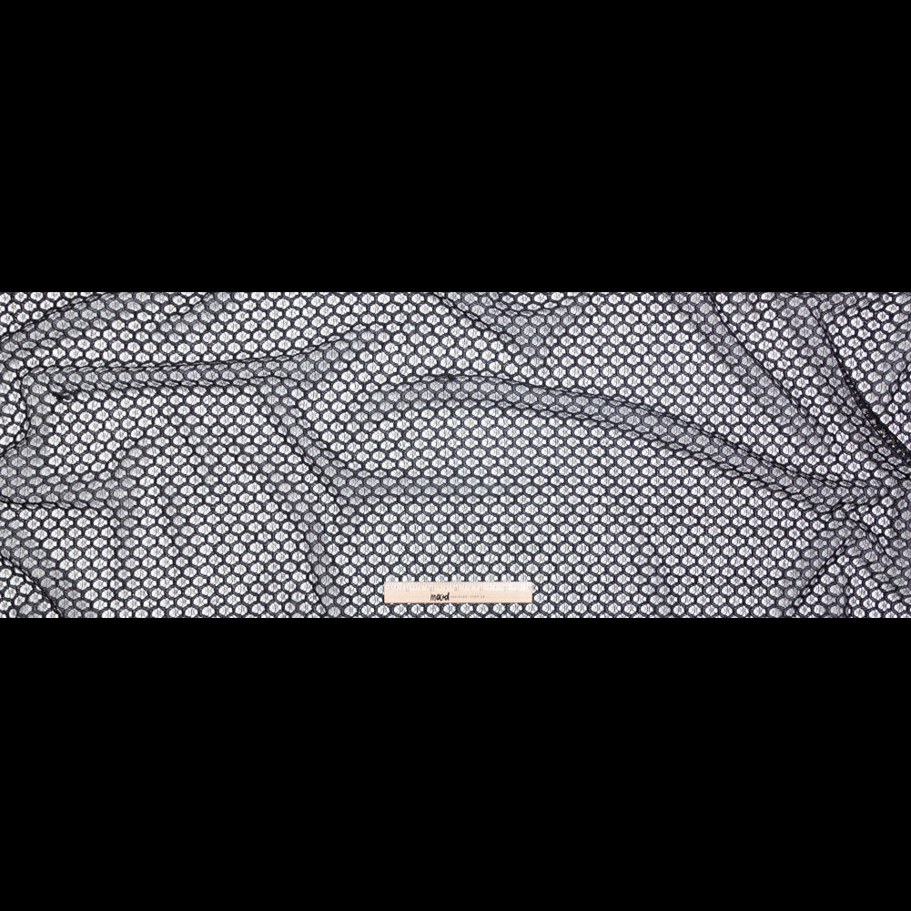 Stretch Corded Chantilly Lace - Metallic Gold and Black Geometric Full