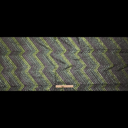 Tulle with Baby Sequins - Gradient Green Zig Zag on Black Folded