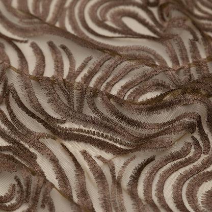 Abstract Embroidered Tulle - Metallic Copper Detail