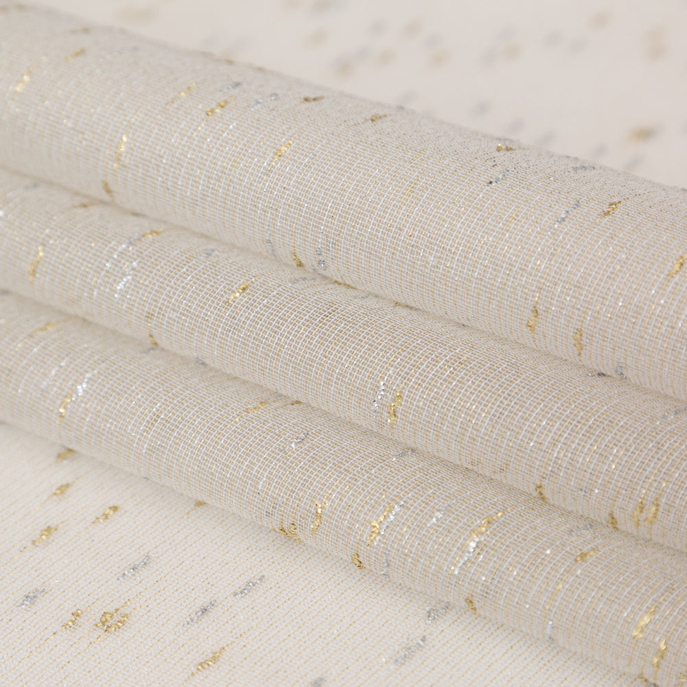 Metallic Gold and Silver Slubbed Scrim Detail