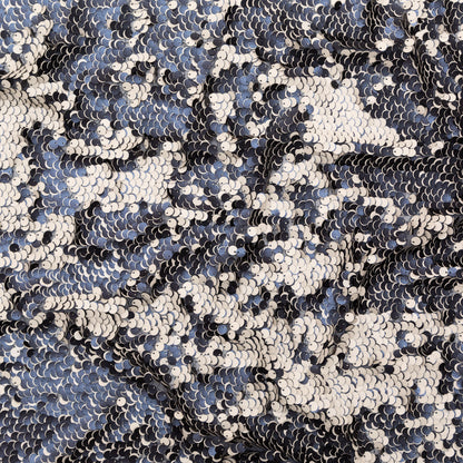 Duo-Tone Paillette Sequin Fabric - Navy Blue and White