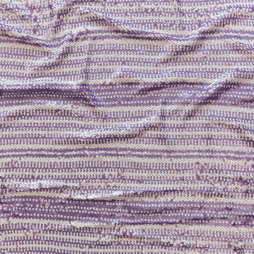 Mesh with Shell Sequins - Fuchsia Pink and White Stripes on Iris Orchid