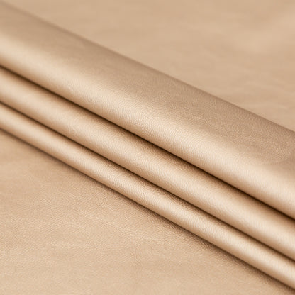 Italian Metallic Champagne Faux Leather Laminate over a Latte Stretch Faux Suede Folded