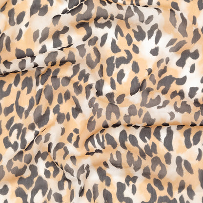Chocolate Torte, Toffee Brown and Simply Taupe Leopard Printed Crinkled Silk Chiffon