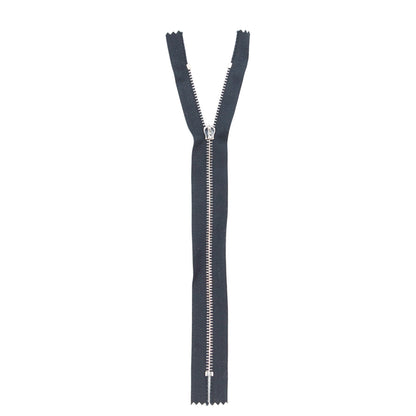 Mood Exclusive Italian Navy and Silver T3 Closed End Metal Zipper - 9" Full