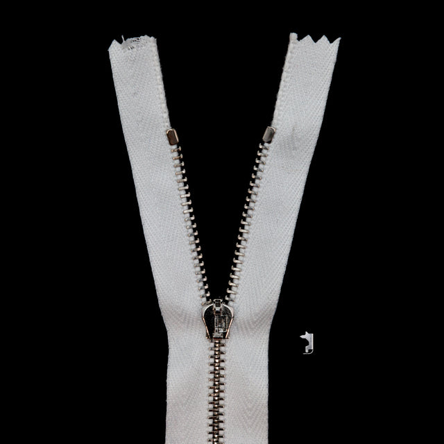 Mood Exclusive Italian Off-White and Silver T3 Closed End Metal Zipper - 9"