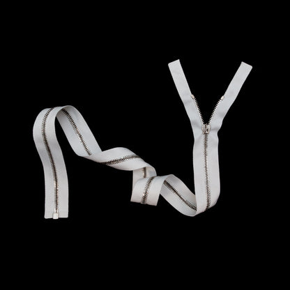 Mood Exclusive Italian Off-White and Silver T5 Open End Metal Zipper - 27.5" Full