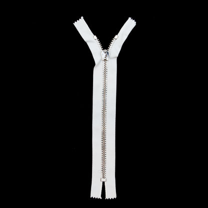 Mood Exclusive Italian Off-White and Silver T8 Closed End Metal Zipper - 9" Full