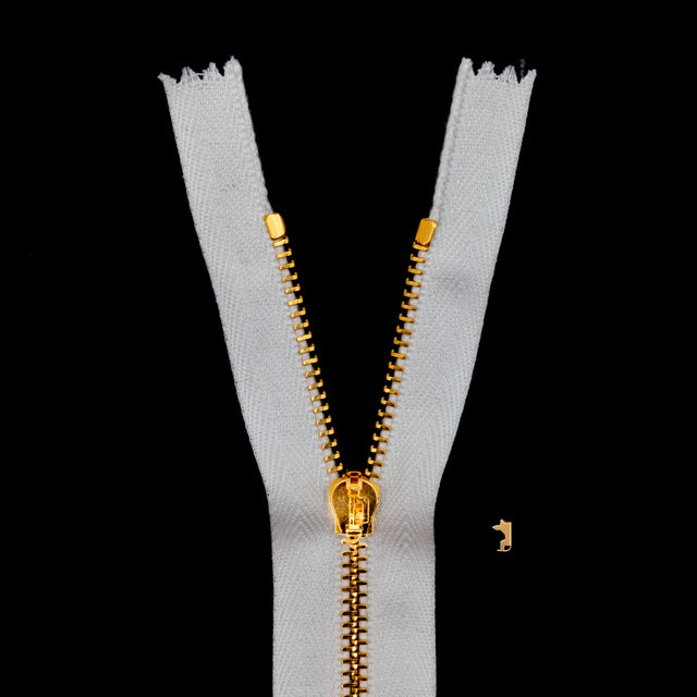 Mood Exclusive Italian Off-White and Gold T3 Closed End Metal Zipper - 9"