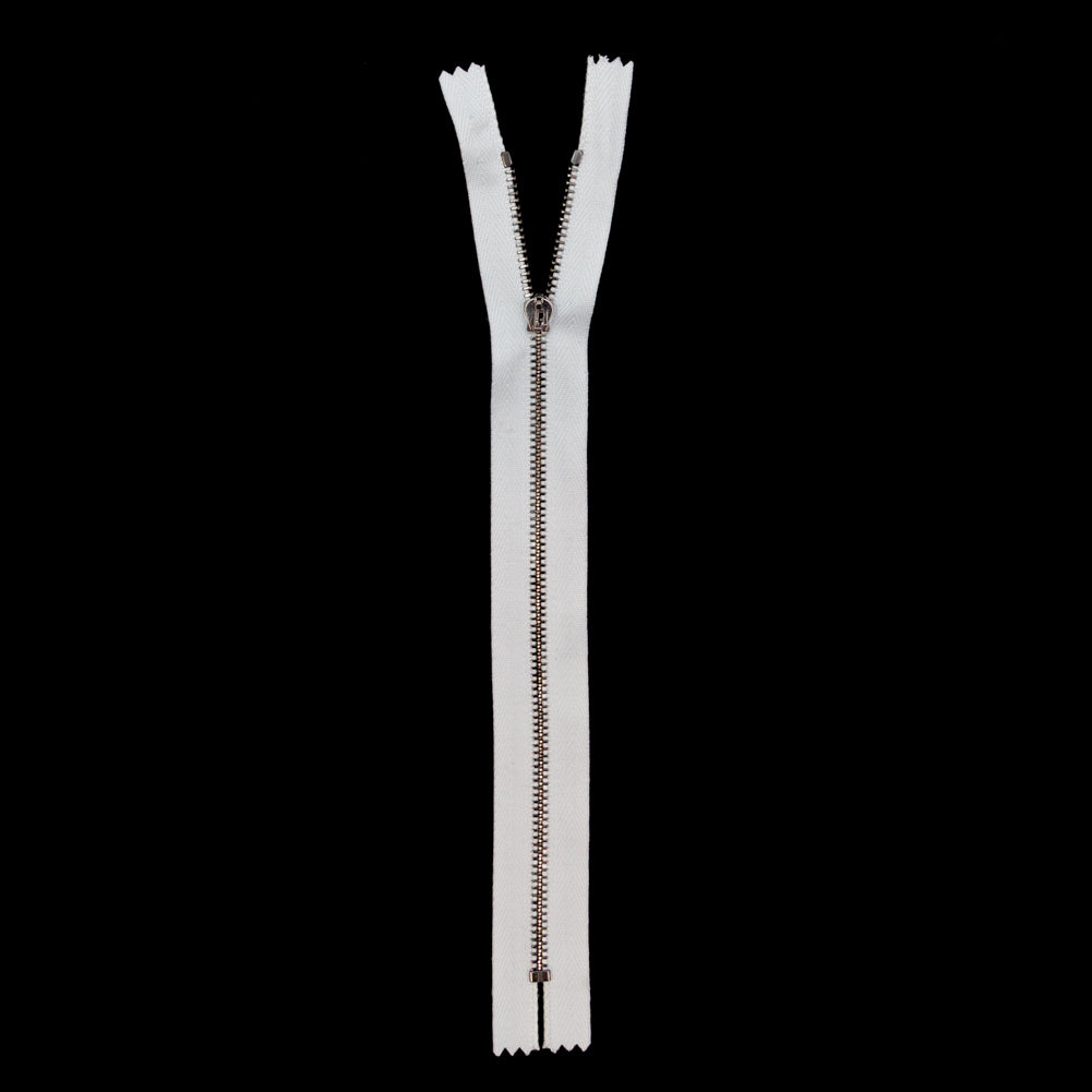 Mood Exclusive Italian Off-White and Gunmetal T3 Closed End Metal Zipper - 9" Full