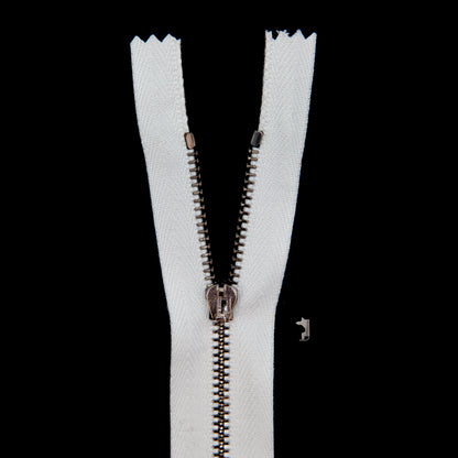 Mood Exclusive Italian Off-White and Gunmetal T3 Closed End Metal Zipper - 9"