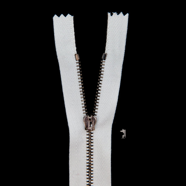 Mood Exclusive Italian Off-White and Gunmetal T3 Closed End Metal Zipper - 9"