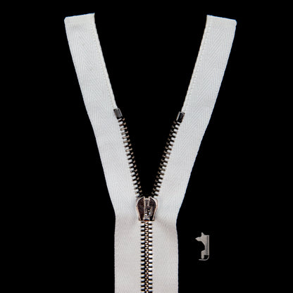 Mood Exclusive Italian Off-White and Gunmetal T5 Open End Metal Zipper - 27.5"