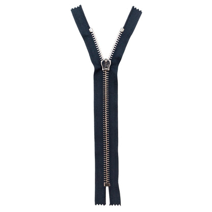 Mood Exclusive Italian Navy and Gunmetal T8 Closed End Metal Zipper - 9" Full
