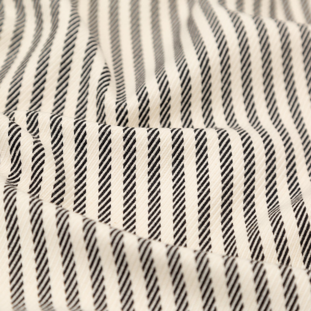 Ivory and Black Stretch Heavy Cotton Twill Detail