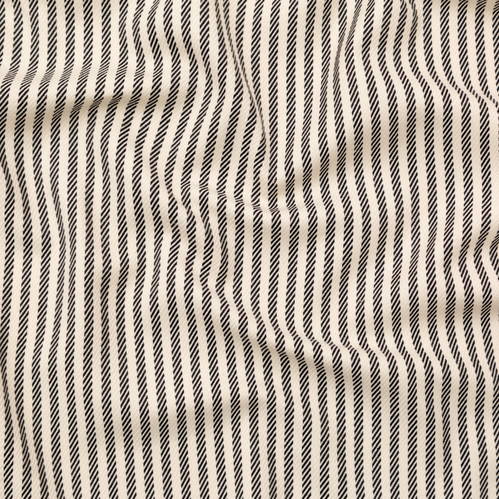 Ivory and Black Stretch Heavy Cotton Twill