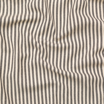 Ivory and Black Stretch Heavy Cotton Twill