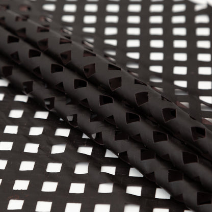 Small Brown Square Perforated Lamb Leather Folded