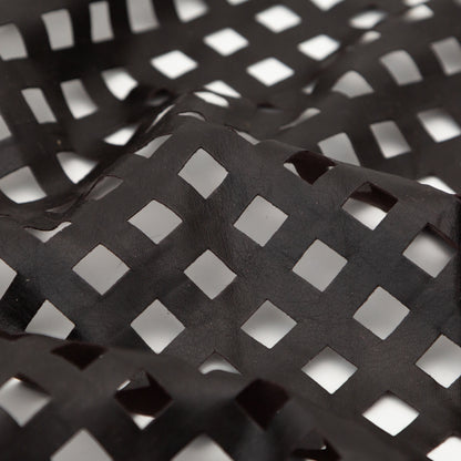 Small Brown Square Perforated Lamb Leather Detail