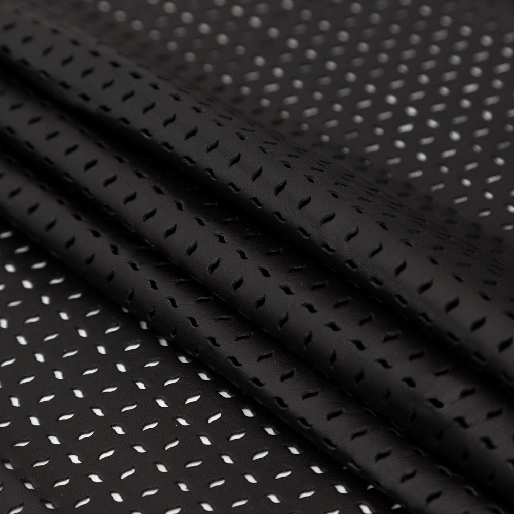 Medium Black Perforated Lamb Leather Folded