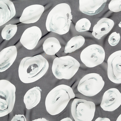 Black and White Rosy Silk Chiffon