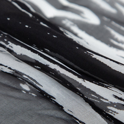 Black and White Abstract Silk Chiffon Folded