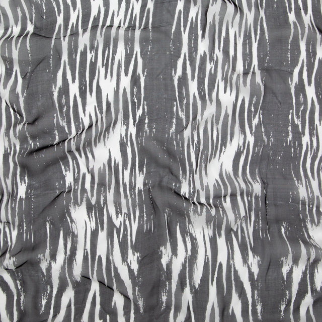 Black and White Abstract Silk Chiffon