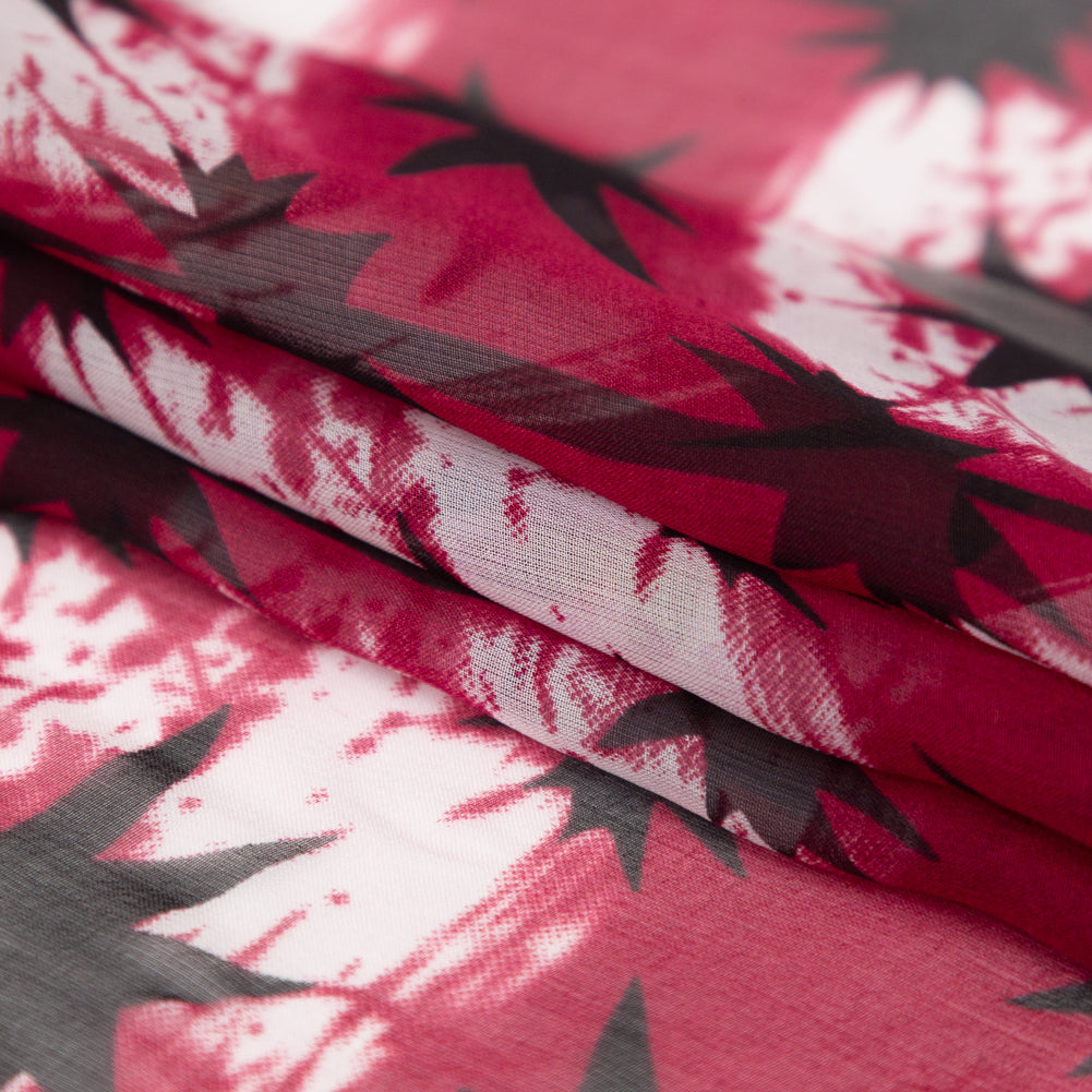 Cerise Tie Dye Silk Chiffon Folded