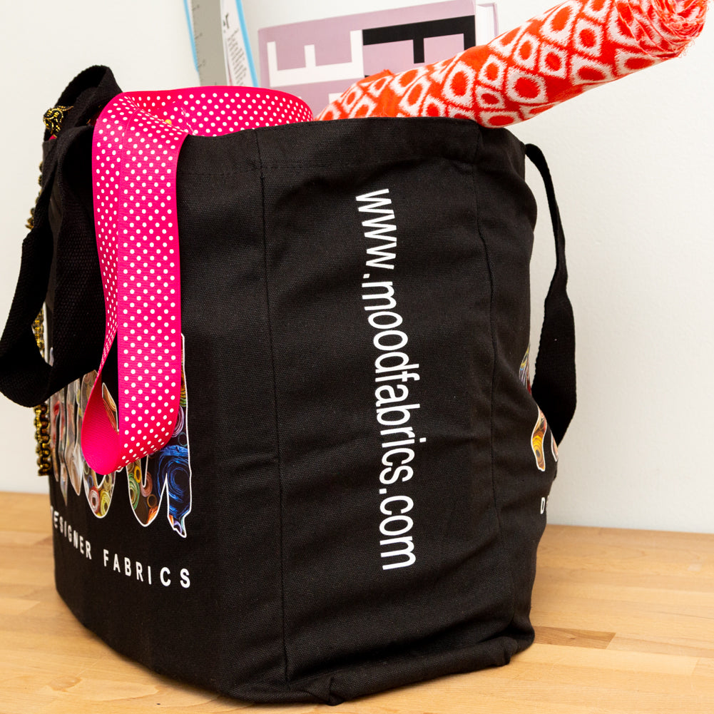 Mood Designer Fabrics Black Bolt Canvas Tote Bag Folded